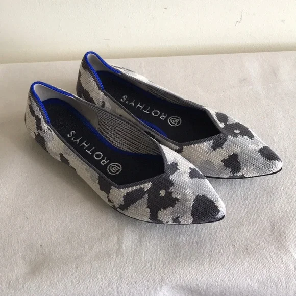 Rothy’s Size 7.5 The Point retired print Ash grey camo pointed toe flat shoe - Picture 1 of 13